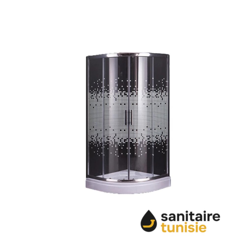 CABINE DE DOUCHE 80 80 ROND MOSAIQUE BLANC