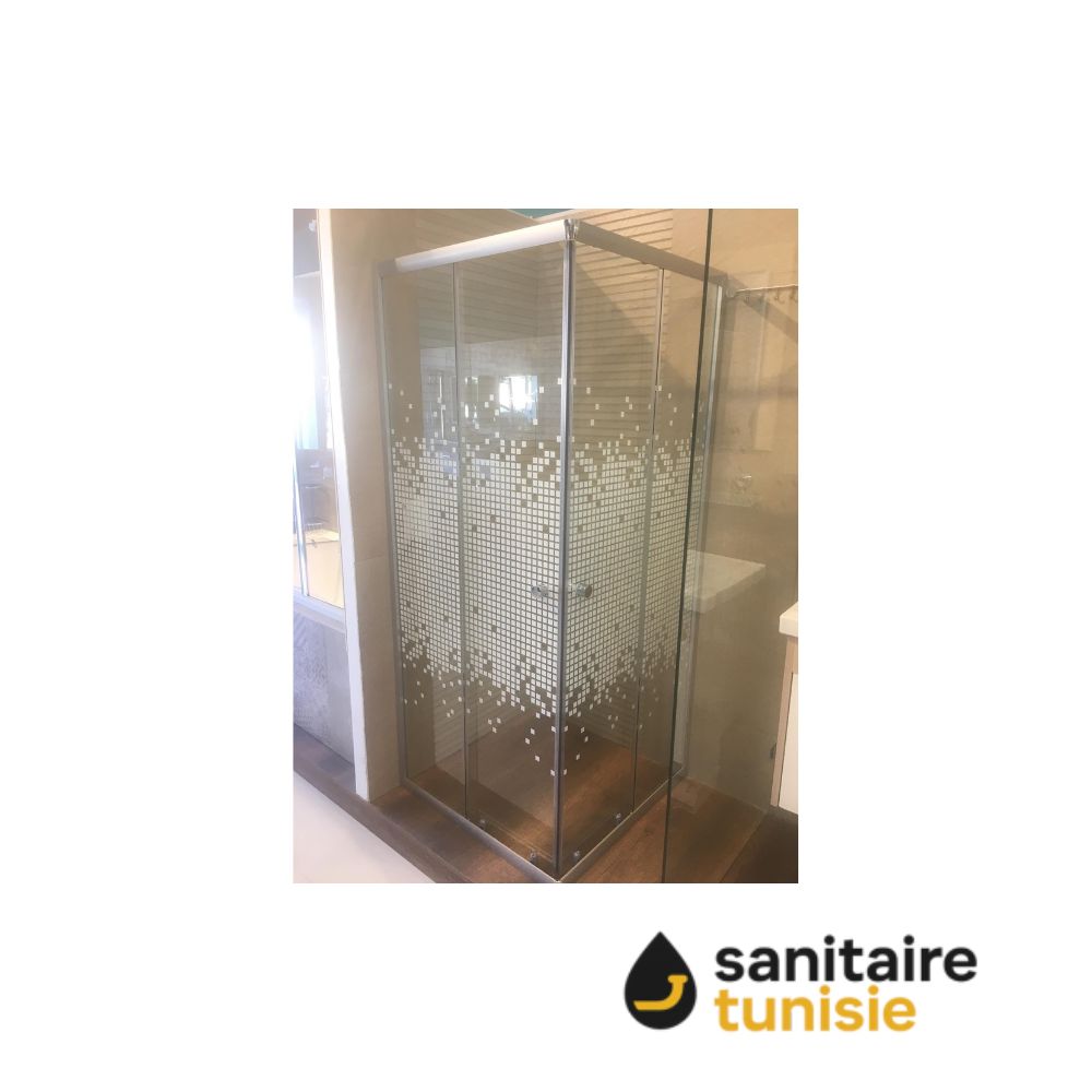 CABINE DE DOUCHE 90/90 CARRE MOSAIQUE BLANC