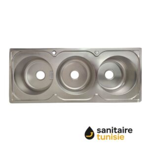 EVIER 3BAC INOX ROND+BONDES