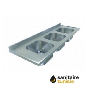 EVIER INOX ENC 3BAC ROND +BONDES